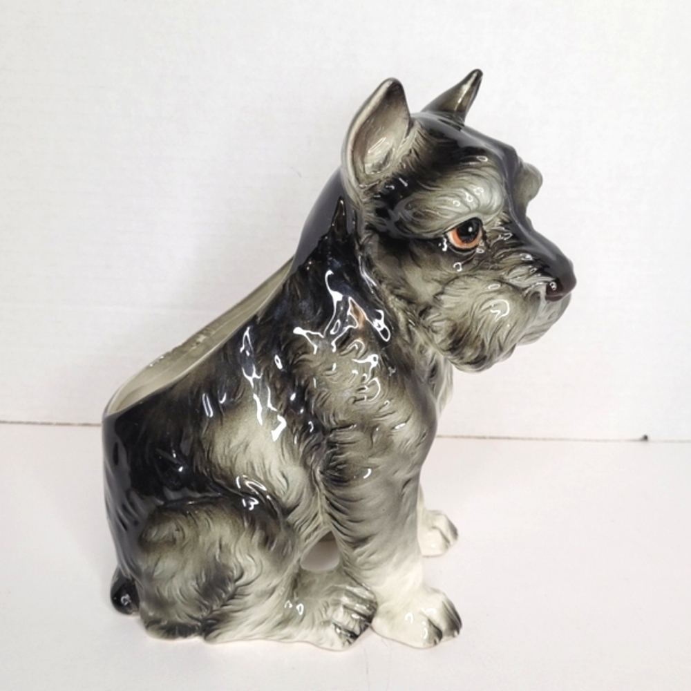 Schnauzer Terrier Dog Vintage Ceramic Planter Vase Japan Mold Relpo 1895 - Picture 4 of 14
